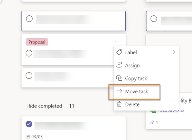 Example of dragging from Microsoft Teams Planner