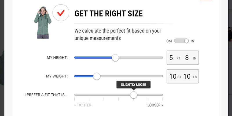 The North Face fit finder tool