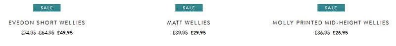  Example of the pricing for sale items on joules.com