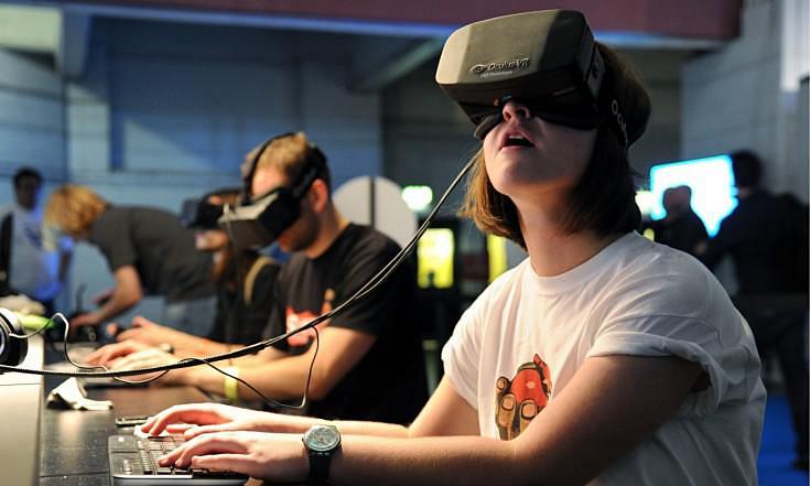 Player wearing Oculus Rift head set