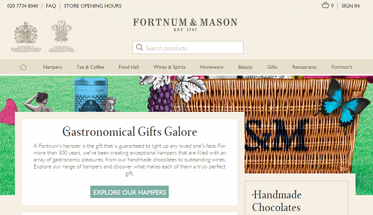 Fortnum & Mason website image