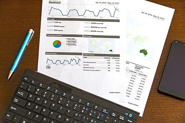 Google analytics graphs printed on paper