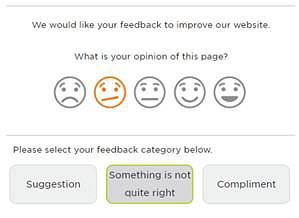 Feedback scale  from sad to happy faces