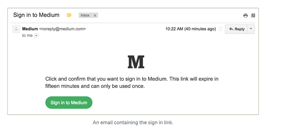 Example of an accessible authentication process from Medium
