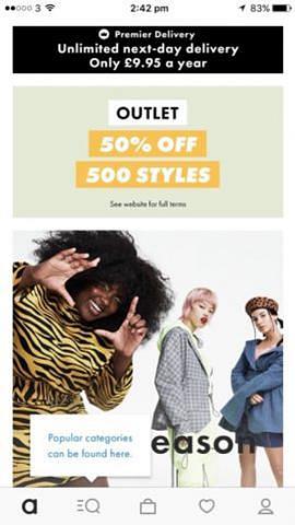 ASOS landing page for women has a tooltip that reads ‘Popular categories can be found here’.