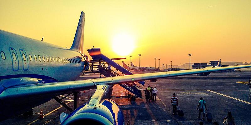 Passengers boarding an airline