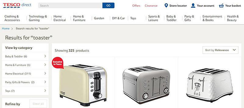 Tesco direct toaster sale