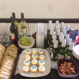 Table full of beer and wine