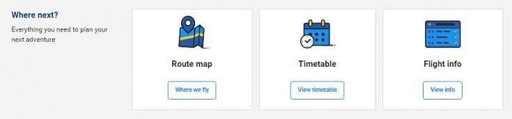 Ryanair homepage icons