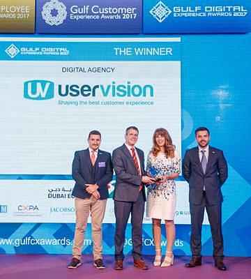 The User Vision team receiving the reward