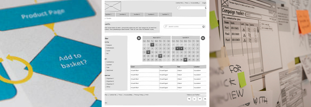 Photo montage of different prototyping tools